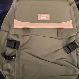 On sale!  35% off!  Green khaki backpack with lots of storage